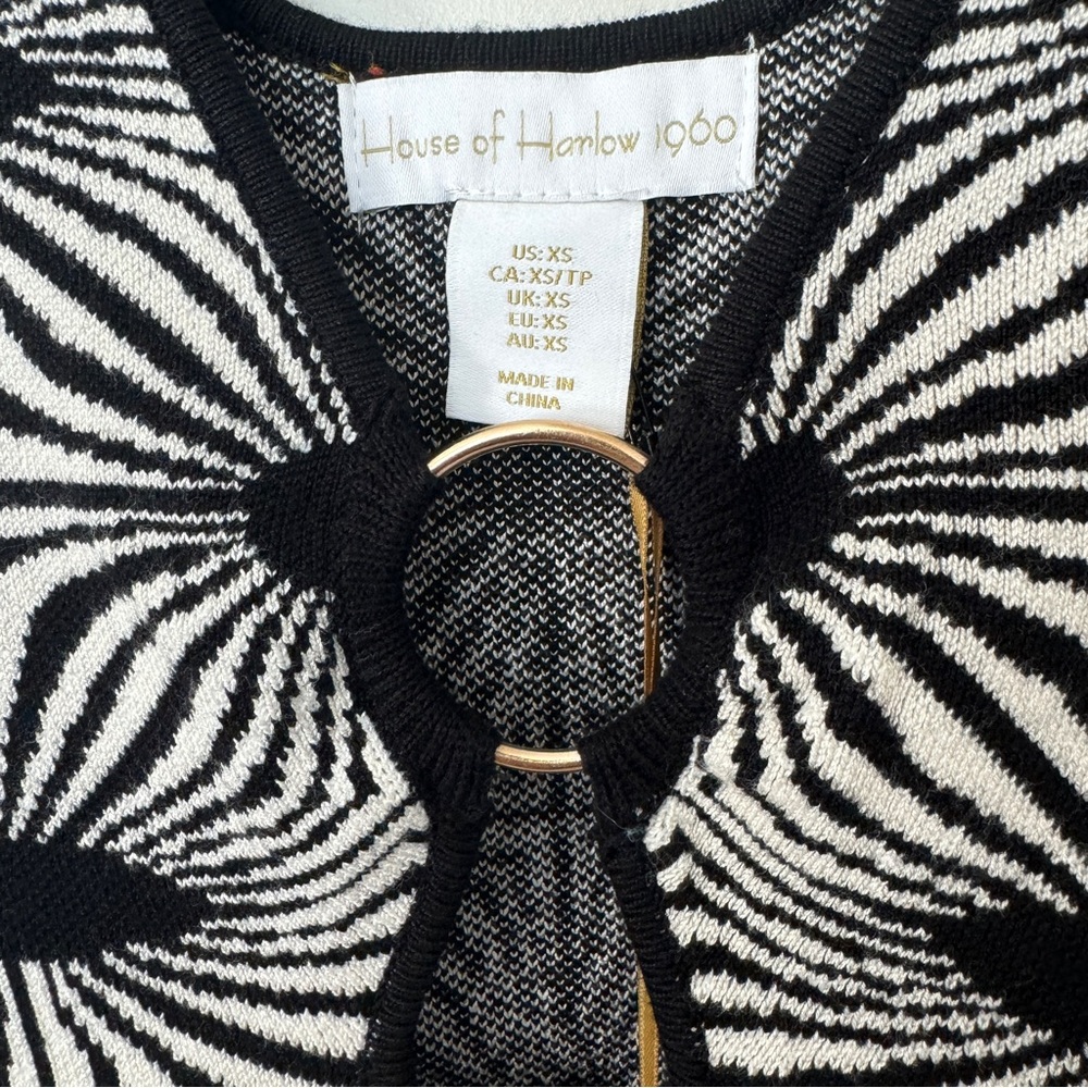New House of Harlow 1960 black and white midi dress art deco luxe essentials  XS - Picture 7 of 9